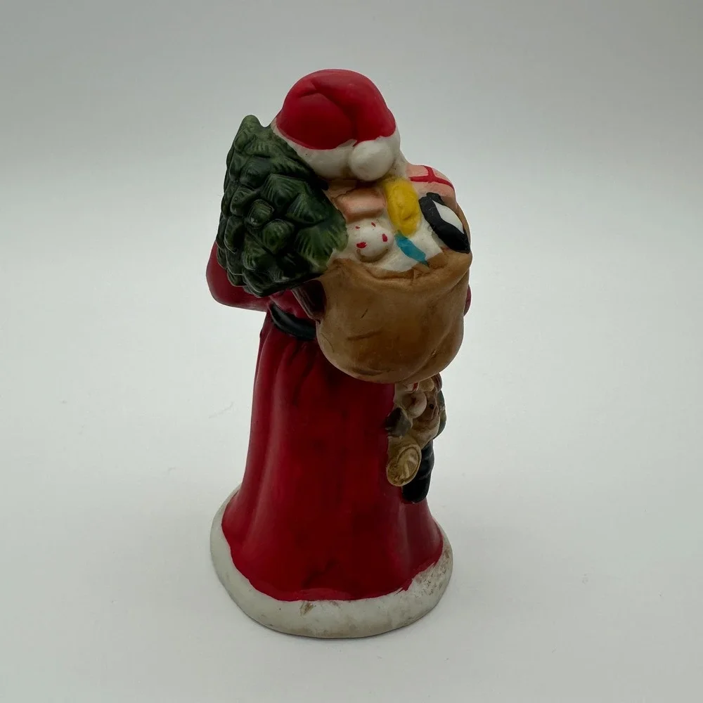 Vintage Santa Claus Figurine Ceramic Christmas Father Christmas Toy Bag 5.5